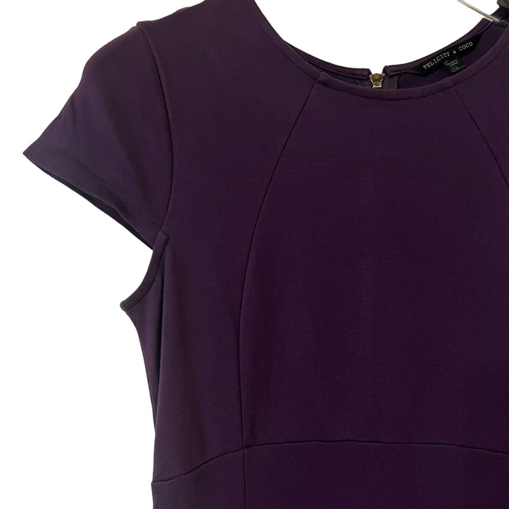 🌵 Felicity & Coco Women's Purple Cap Sleeve Midi Unlined Sheath Dress- Large - Picture 3 of 7